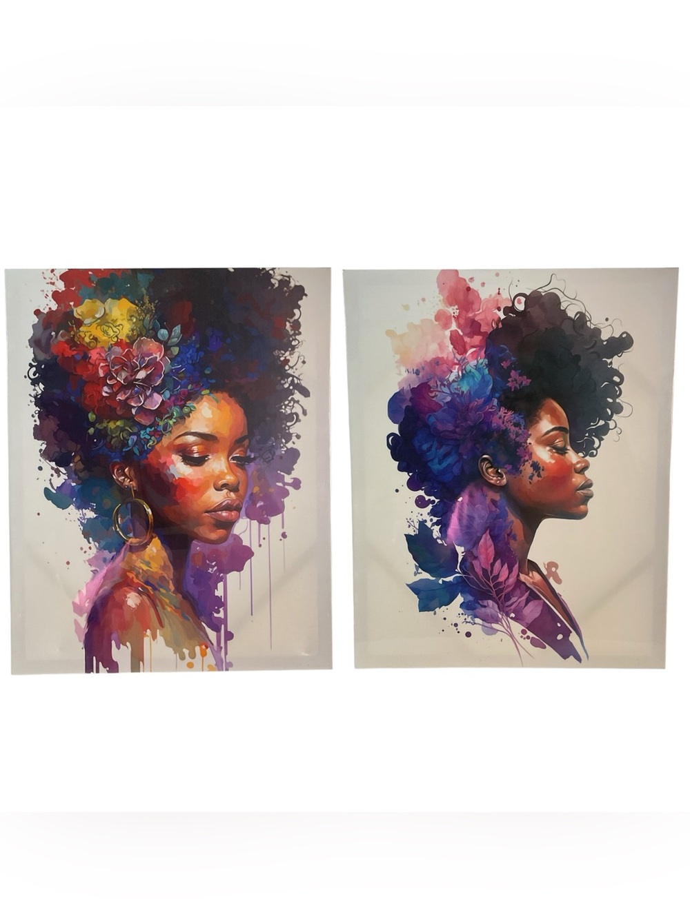 Interiors by Design African American Woman Canvas Wall Art 16x20” Lot of 2 Flora